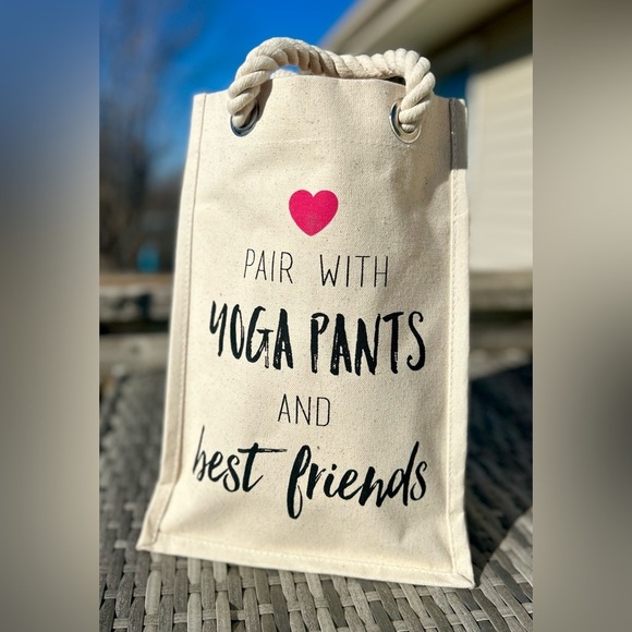 NWOT Yoga Pants & Friends Canvas Divided Tote Bag SO CUTE!​​ - Picture 1 of 6